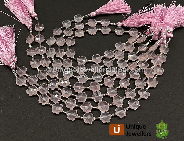 Rose Quartz Faceted Flower Beads